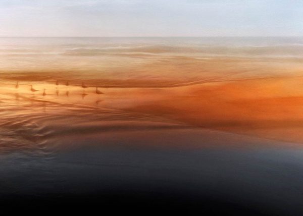 Curl Curl Beach sunrise hot orange dark blue photographic impressionism seascape landscape karen visser sydney