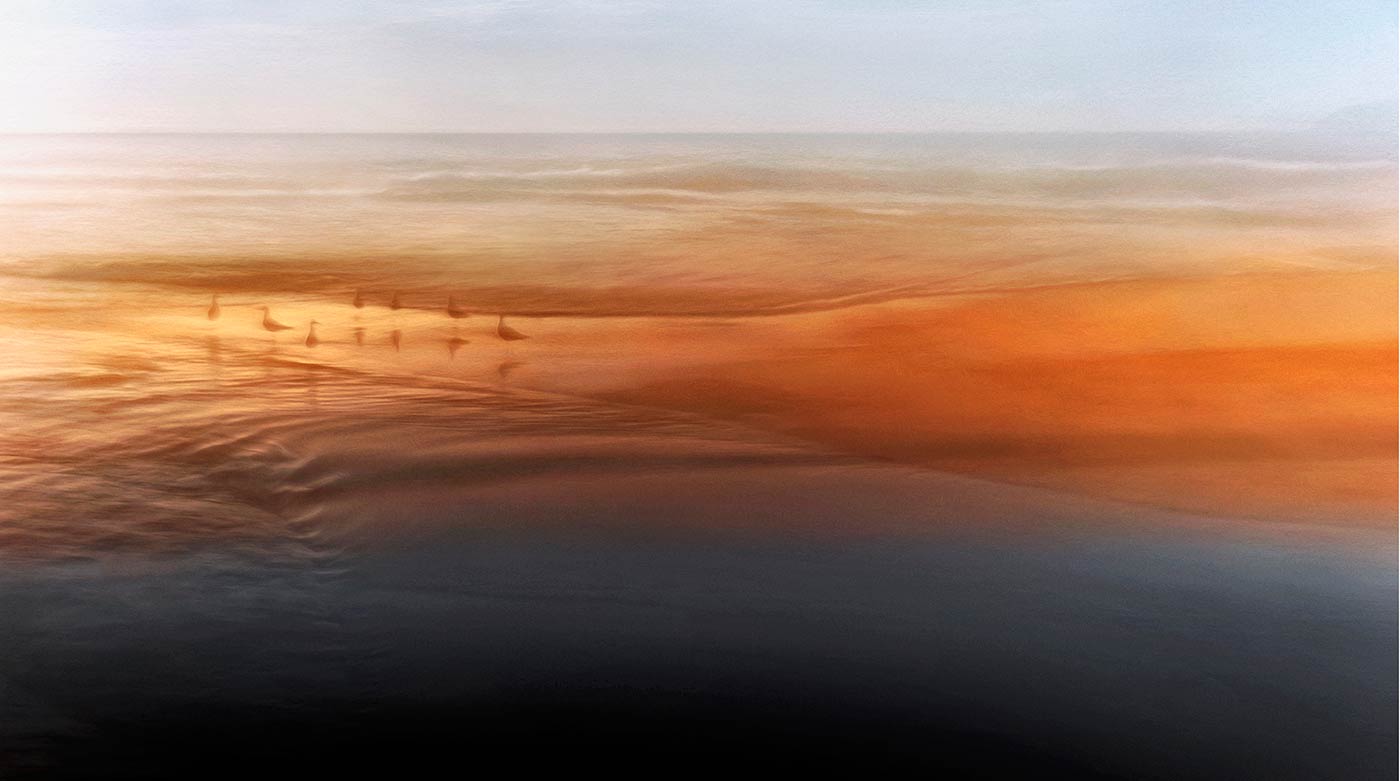 Curl Curl Beach sunrise hot orange dark blue photographic impressionism seascape landscape karen visser sydney